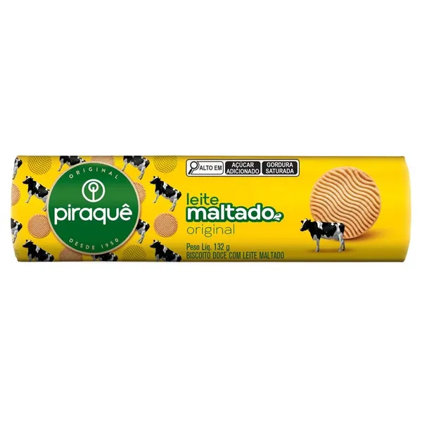 BISCOITO PIRAQUE LEITE MALTADO 132G