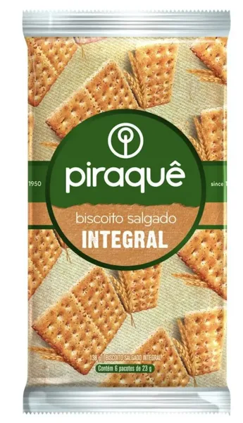BISCOITO PIRAQUE SALGADO INTEGRAL 138G