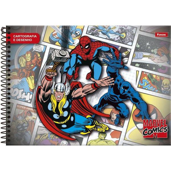 CADERNO FORONI CART MARVEL COMICS FSC 80