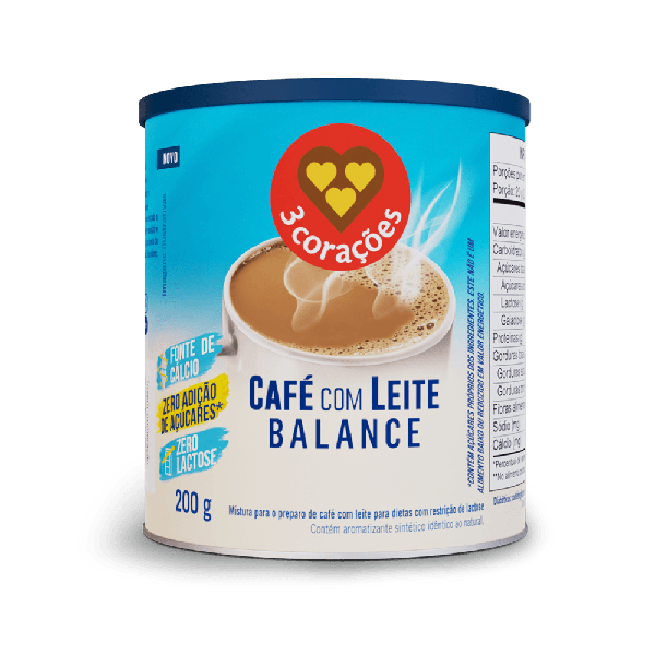 CAFE 3CORACOES C/LEITE S/AÇÚCAR 200G