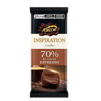 CHOCOLATE ARCOR TABLETE INSPIRATION AMARGO CAFE 80G