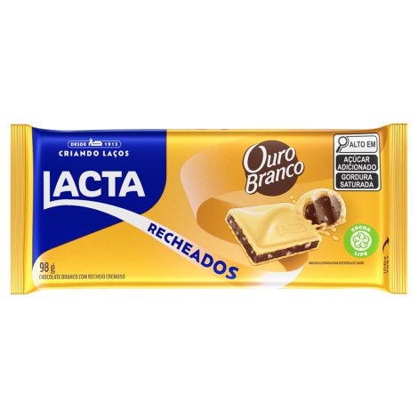 CHOCOLATE LACTA OURO BCO RECH  98G