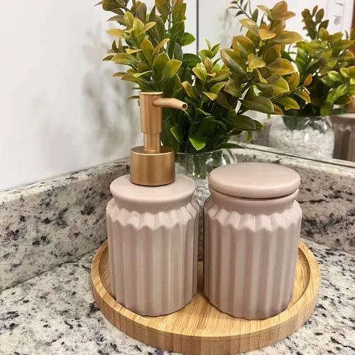 CONJ LYOR P/BANHEIRO CERAMIC STRIPES NUD