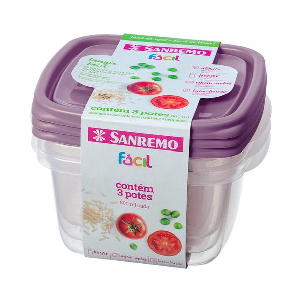 CONJ SANREMO C/3 POTES PLASTIC 800ML R12
