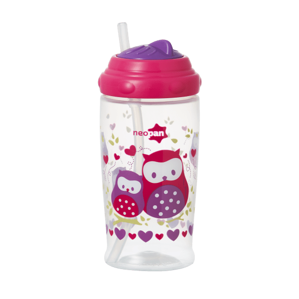 COPO NEOPAN C/CANUDO RETRATIL ROSA 360ML