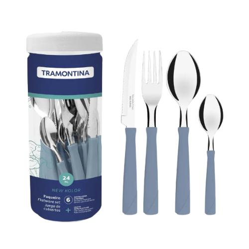 FAQUEIRO TRAMONTINA NEW KOLOR AZUL 24PCS
