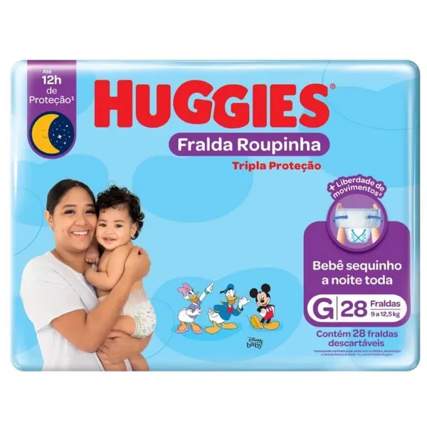 FRALDA HUGGIES TRIPLA ROUPINHA G C/28