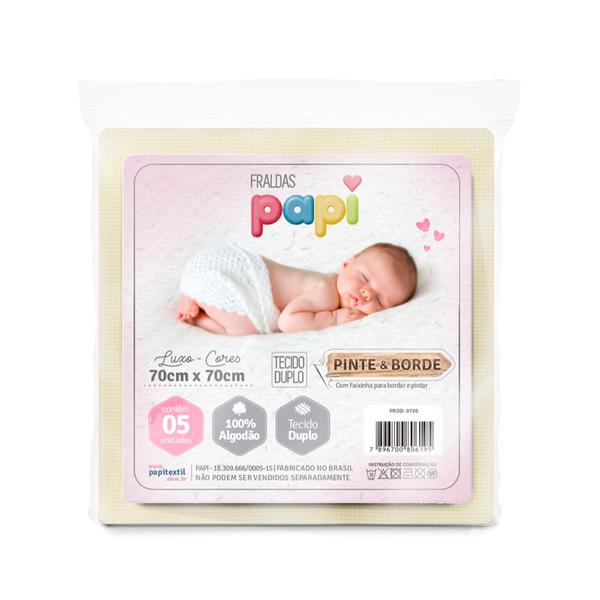 FRALDA PAPI PINTE BORDE CORES 70X70 C/5