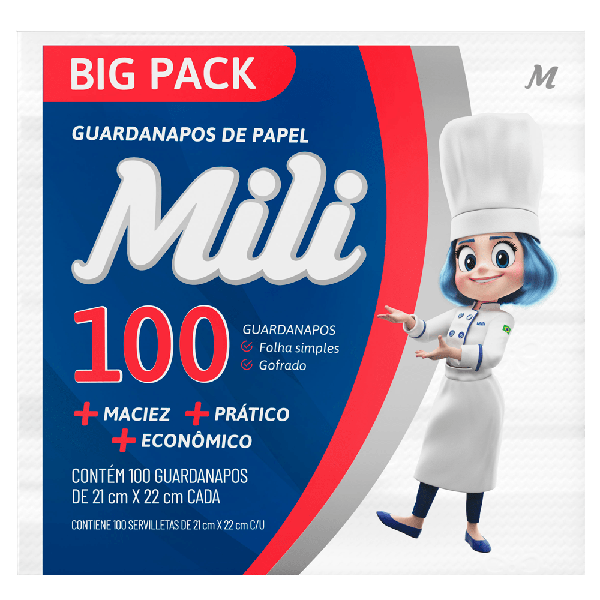 GUARDANAPO MILI C/100 21X22CM