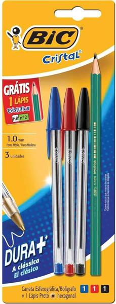 KIT BIC CANETA 3 CORES+LAPISEIRA+GRAF R6