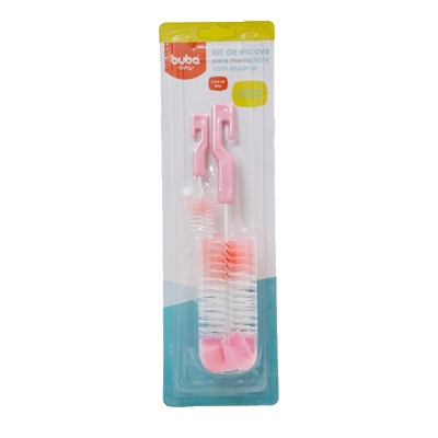 KIT BUBA ESCOVAS MAMADEIRA BICO ESPONJA ROSA R5415