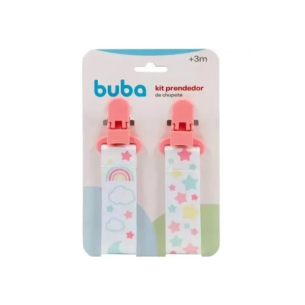 KIT BUBA PRENDEDOR CHUPETA ESTELAS ROSA