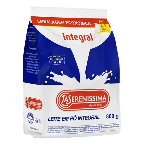 LEITE LA SERENISSIMA INTEGRAL 800G
