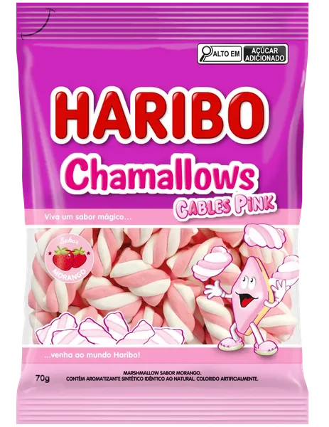 MARSHMALLOW HARIBO CABLES PINK 70G