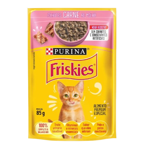 RACAO FRISKIES FILHOTE CARNE AO MOLHO 85