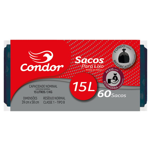 SACO LIXO CONDOR ROLO ECON 15L R1460