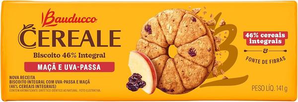 BISCOITO CEREALE BAUDUCCO MACA/UVA PAS 141G