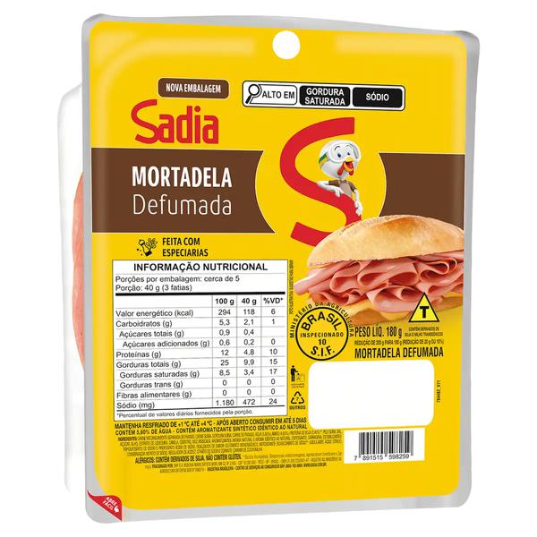 MORTADELA FATIADA DEF VACUO 180G SADIA