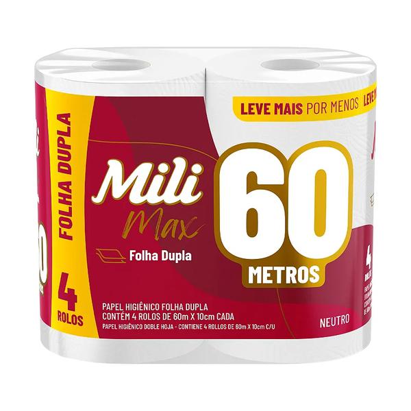 PAPEL HIGIENI MILI FOLHA DUPLA 60M C 4UN