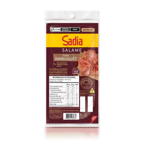 SALAME SADIA HAMBURGUES FATIADO 100G