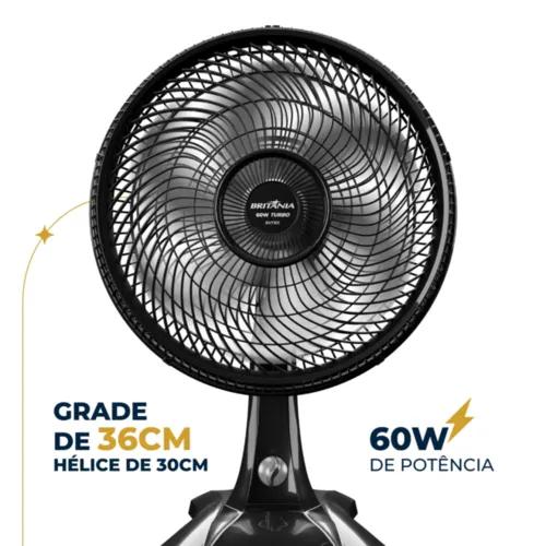 VENTILADOR BRITANIA PRET BVT301 60W 110V