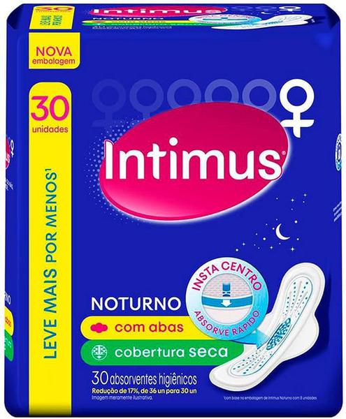 ABSORVENTE INTIMUS NOTURNO C/ABAS COBERTURA SECA LEVE MAIS PAGUE MENOS C/30