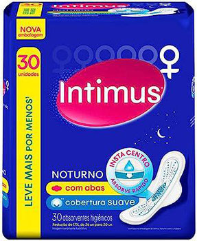 ABSORVENTE INTIMUS NOTURNO C/ABAS COBERTURA SUAVE LEVE MAIS PAGUE MENOS C/30
