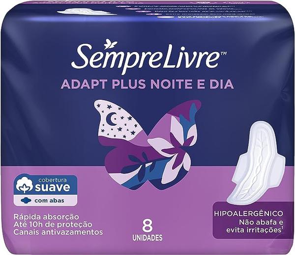 ABSORVENTE SEMPRE LIVRE NOITE/DIA C/ABAS COBERTURA SUAVE C/8