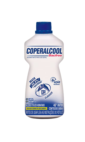 ALCOOL COPERALCOOL BACFREE 46% INPM CLASSICO 500ML