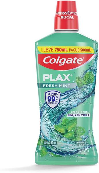 ANTI-SEPTICO COLGATE PLAX FRESH MINT LEVE 750ML PAGUE 500ML