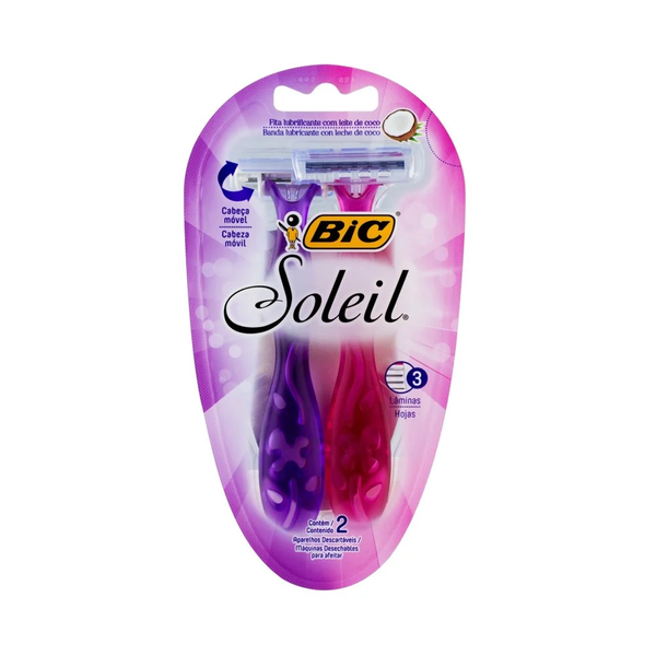 APARELHO DEPILADOR BIC SOLEIL ROSA/ROXO C/2