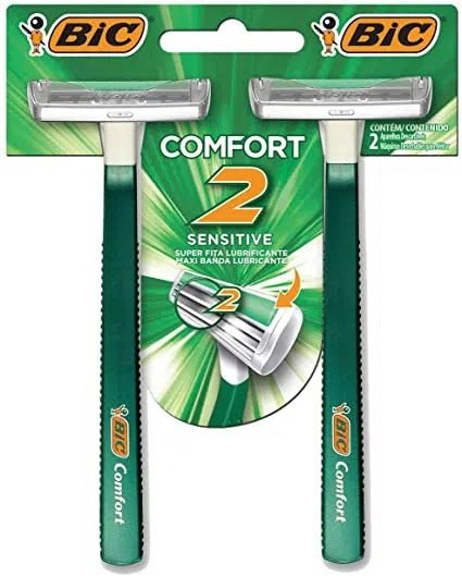 APARELHO DEPILADOR BIC TWIN COMFORT PELE SENSIVEL VERDE C/2