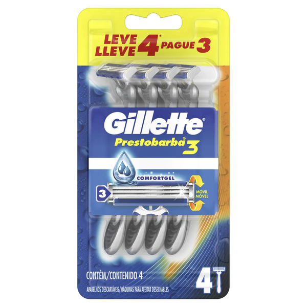 APARELHO DEPILADOR GILLETTE PRESTOBARBA 3 LEVE 4 PAGUE 3
