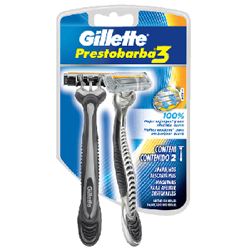 APARELHO DEPILADOR GILLETTE PRESTOBARBA 3 C/2