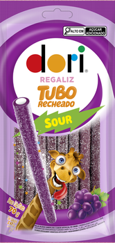 BALA DORI REGALIZ TUBO RECHEADO ACIDO UVA 70G