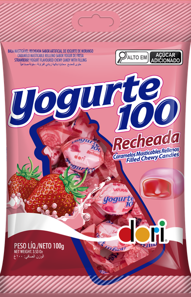 BALA DORI YOGURTE 100 RECHEADA MORANGO 100G