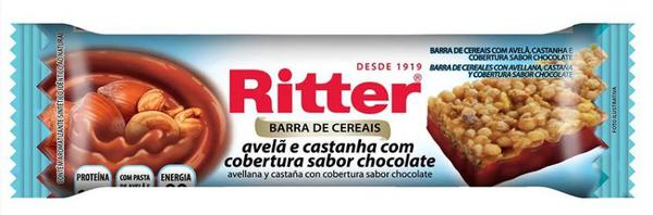 BARRA DE CEREAIS RITTER AVELA/CASTANHA COBERTURA CHOCOLATE 25G