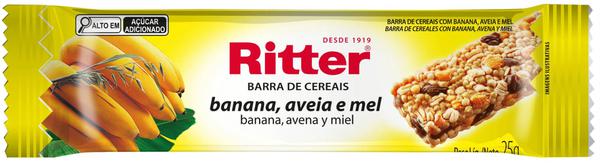 BARRA DE CEREAIS RITTER BANANA/AVEIA/MEL 25G
