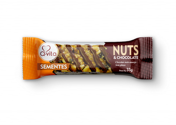 BARRA Q-VITA NUTS SEMENTE C/CHOCOLATE 33G