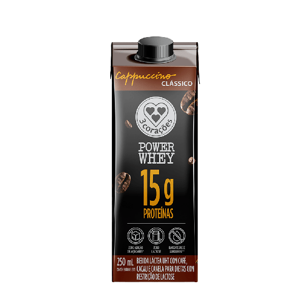 BEBIDA LACTEA 3 CORACOES CAPPUCCINO POWER WHEY CLASSICO 250ML