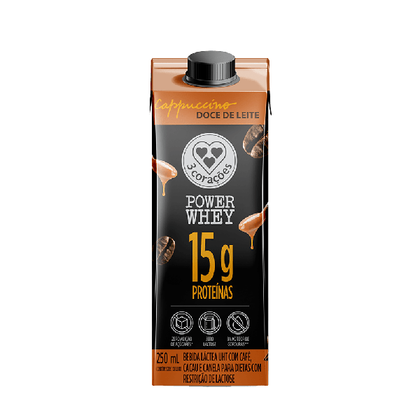 BEBIDA LACTEA 3 CORACOES CAPPUCCINO POWER WHEY DOCE DE LEITE 250ML