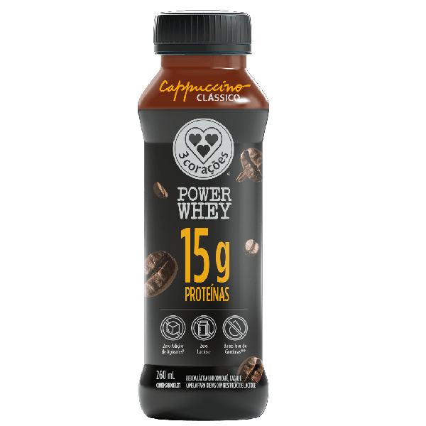 BEBIDA LACTEA 3 CORACOES CAPPUCCINO POWER WHEY CLASSICO 260ML