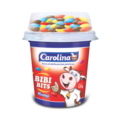 BEBIDA LACTEA CAROLINA BIBI BITS MORANGO C/CHOCOLATE VERMELHO 125G