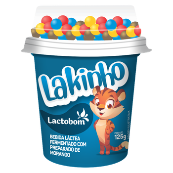 BEBIDA LACTEA LACTOBOM LAKINHO MORANGO PASTILHAS COLORIDAS 125G