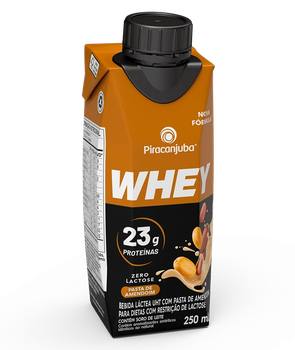 BEBIDA LACTEA PIRACANJUBA WHEY ZERO LACTOSE PASTA DE AMENDOIM 250ML