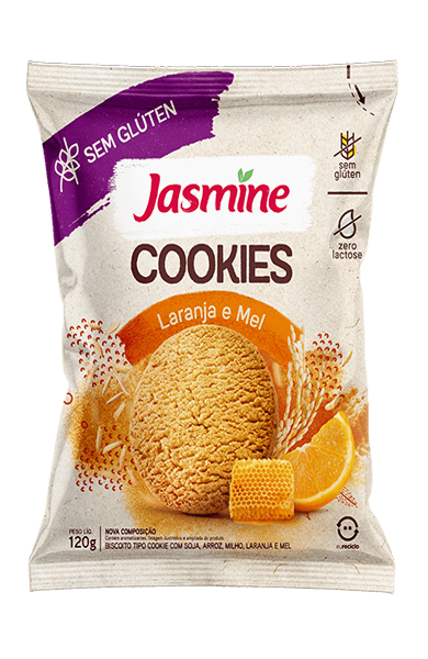 BISCOITO JASMINE COOKIES S/GLUTEN LARANJA/MEL 120G