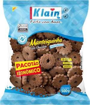 BISCOITO KLAIN MANTEIGUINHA CHOCOLATE PACOTAO ECONOMICO 500G