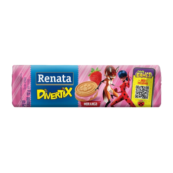 BISCOITO RENATA DIVERTIX RECHEADO MORANGO 112G