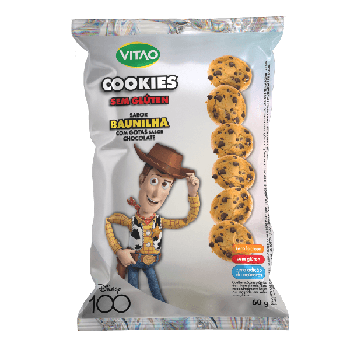 BISCOITO VITAO COOKIES S/GLUTEN DISNEY BAUNILHA 60G