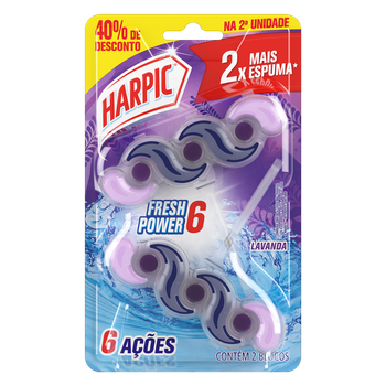 BLOCO SANITARIO HARPIC FRESH POWER6 LAVANDA 40% DESCONTO NA SEGUNDA UNIDADE